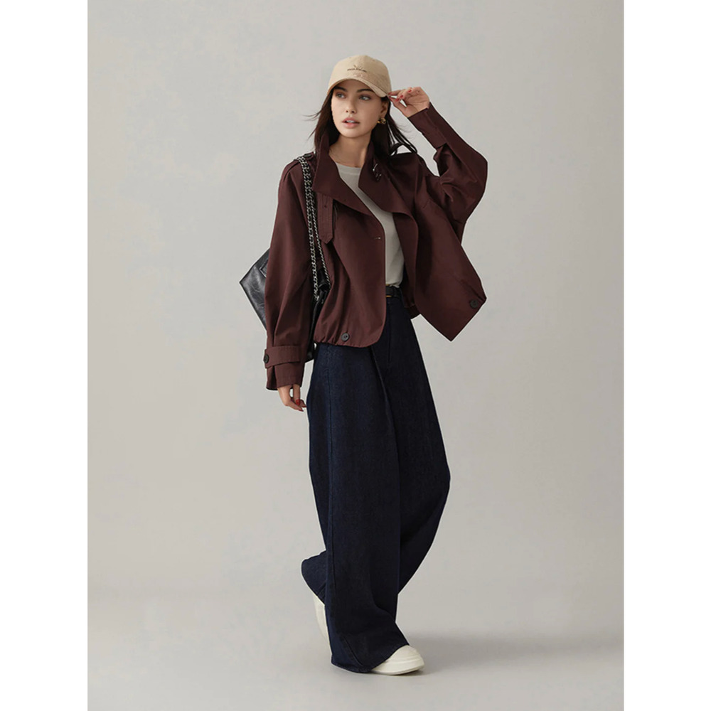 - NWT Commense Brown Women's Vintage Loose Trench Coat Sz M
